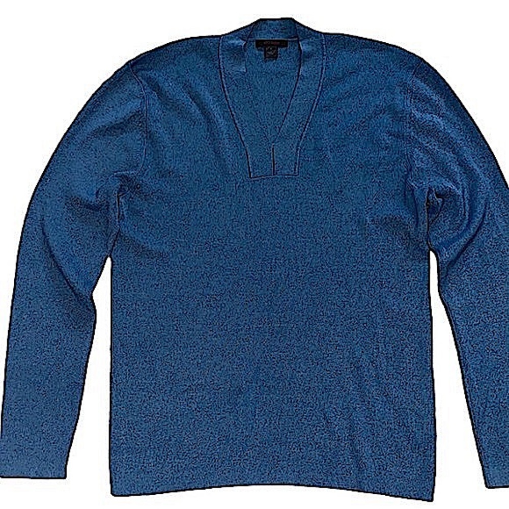 Express Men’s Blue Ribbed Fitted V-Neck Sweater